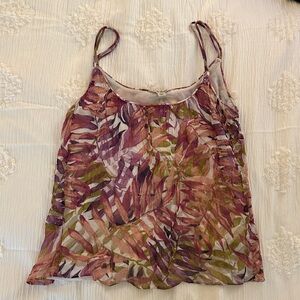 Lucky Brand Botanical Leaf Spaghetti Double Strap Tank
